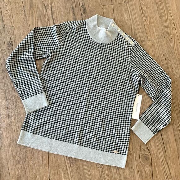 New Calvin Klein Women’s Houndstooth Sweater - Picture 1 of 12